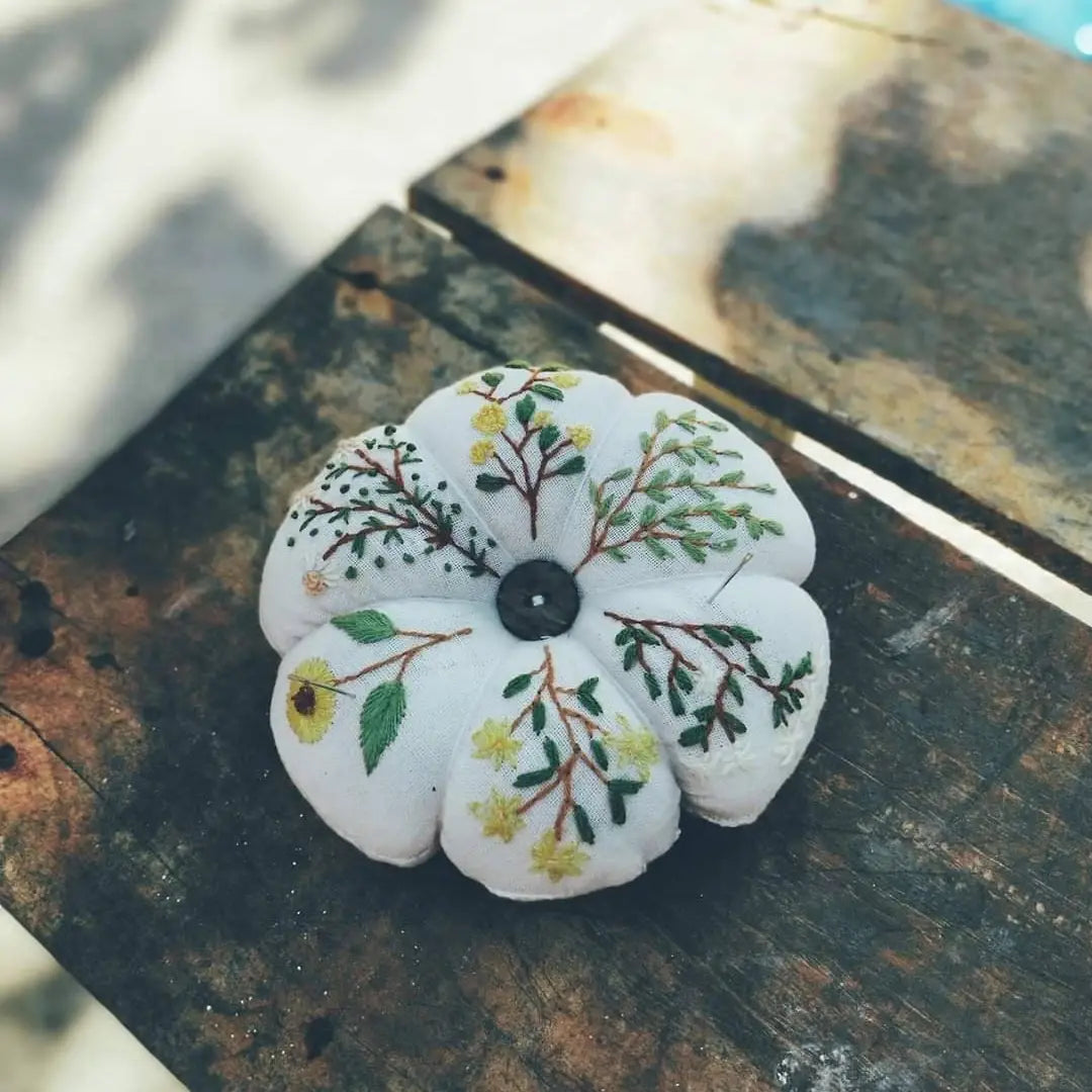 Daisy Mimosa Embroidered Pumpkin - Joyful Collective