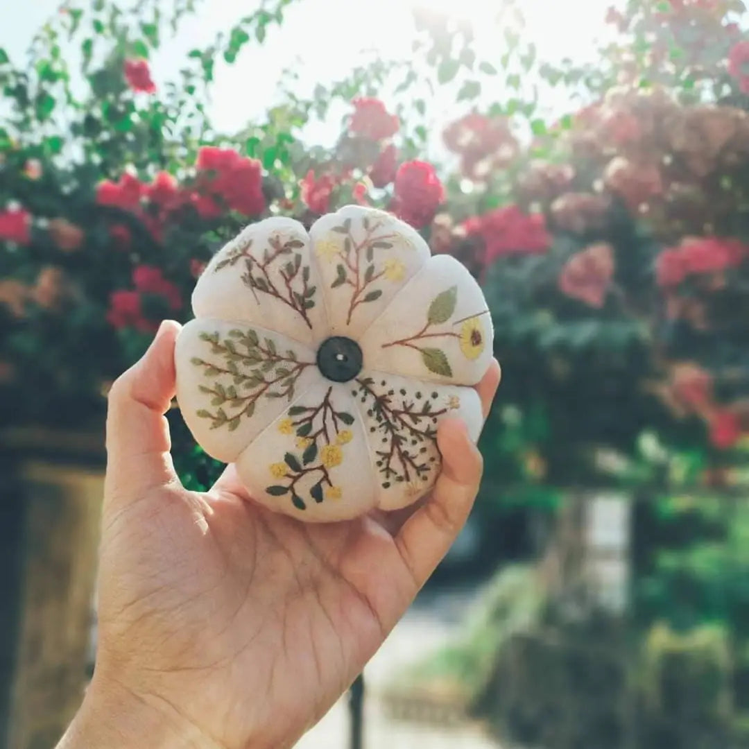 Daisy Mimosa Embroidered Pumpkin - Joyful Collective