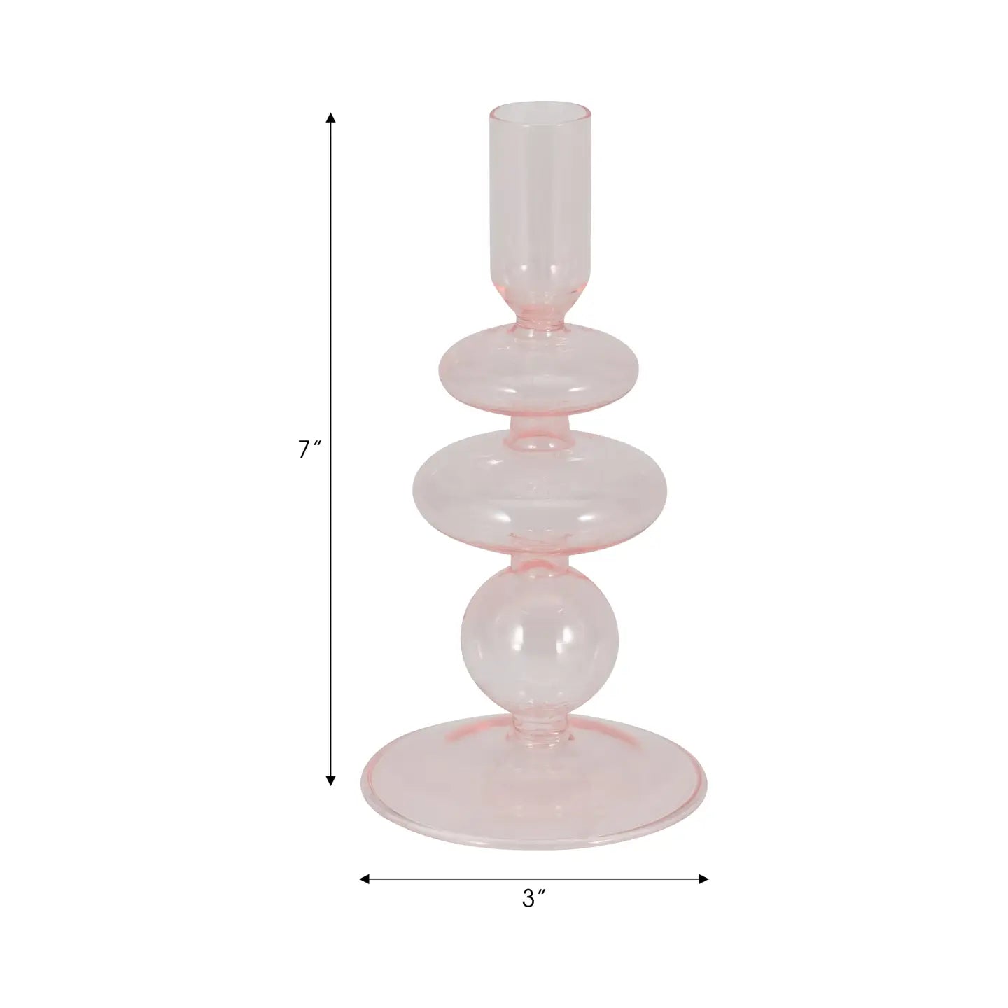 Pink Glass Vintage Sculptural Taper Candle Holder - Joyful Collective