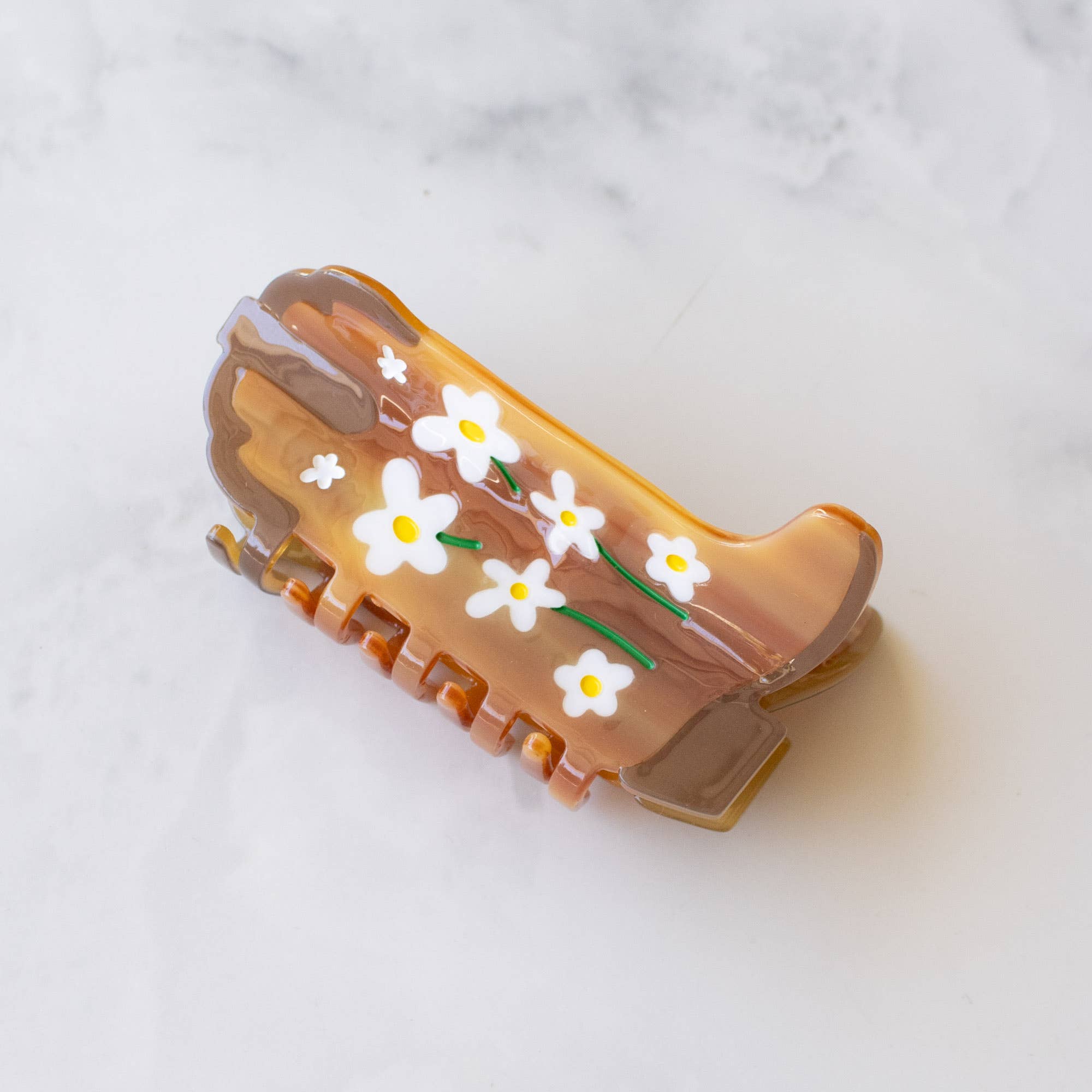 Eco Daisy Flower Cowboy Boots Hair Claw Clip