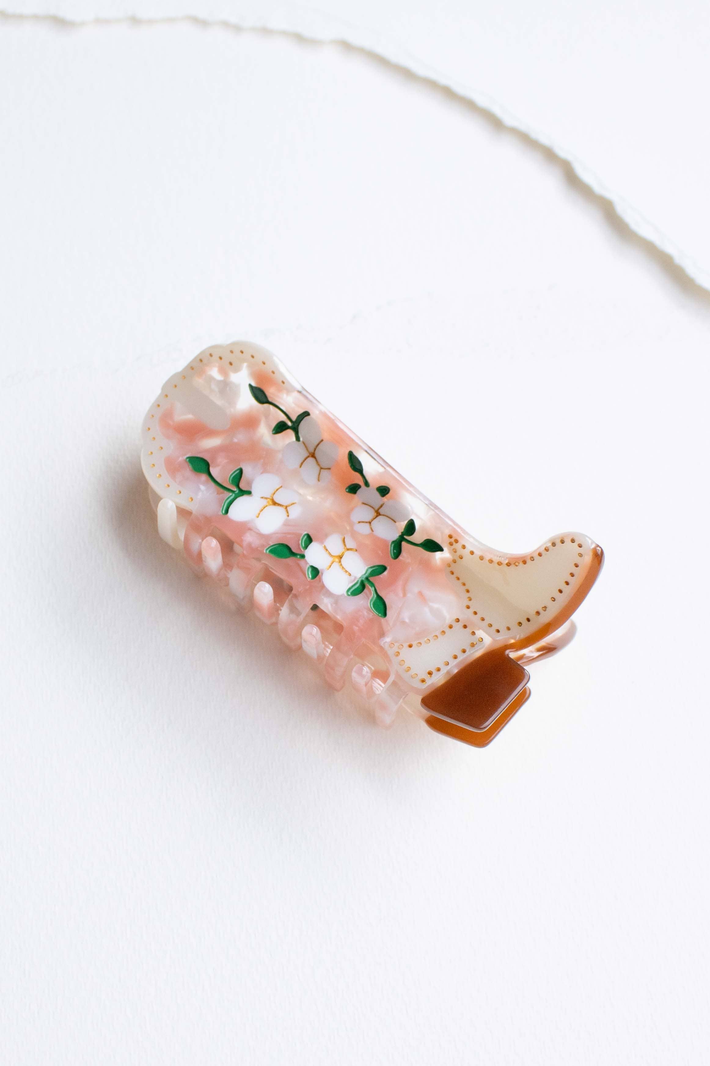 Floral Western Boot Design Featuring Magnolia Blossoms