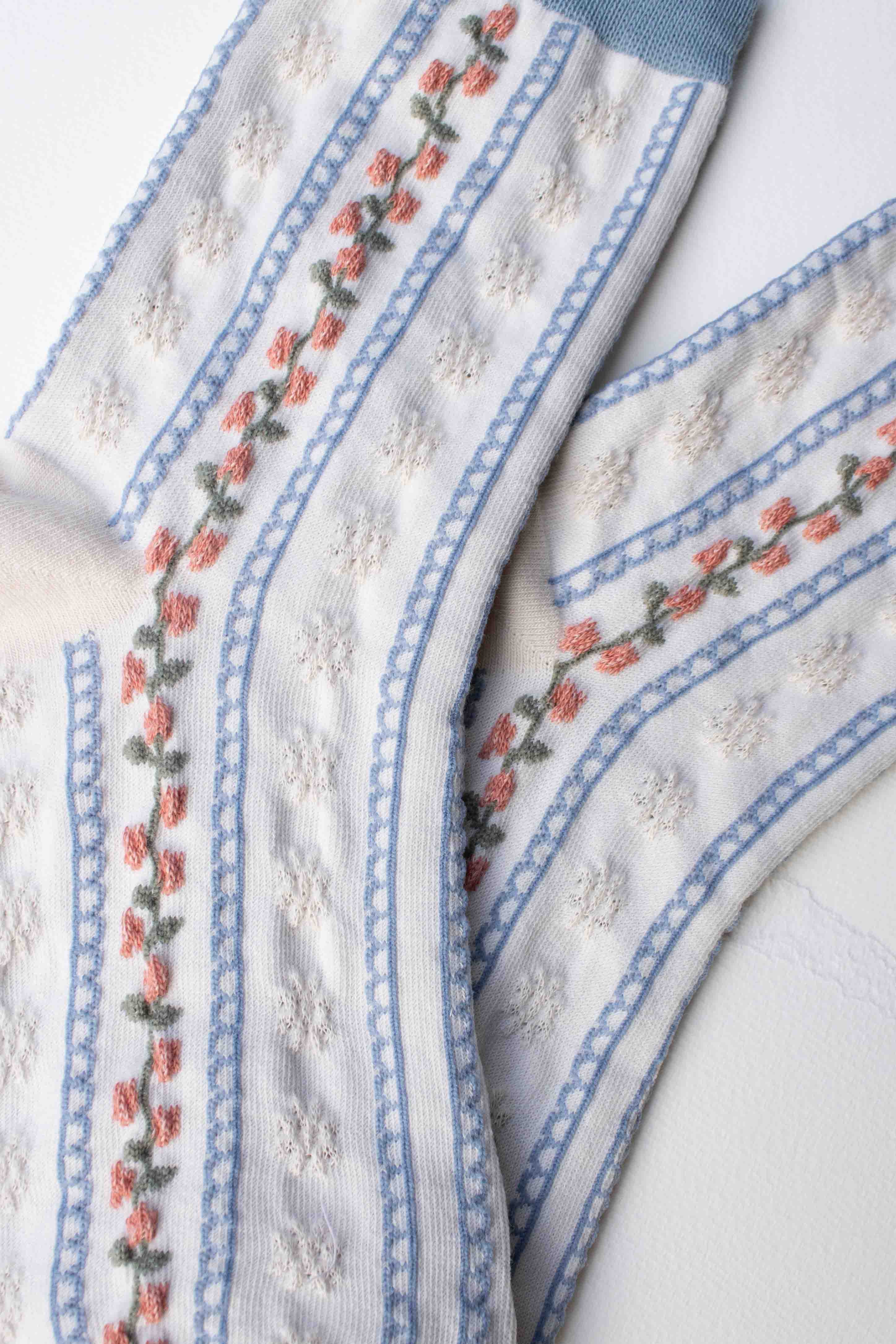 Vintage Stripe Floral Socks