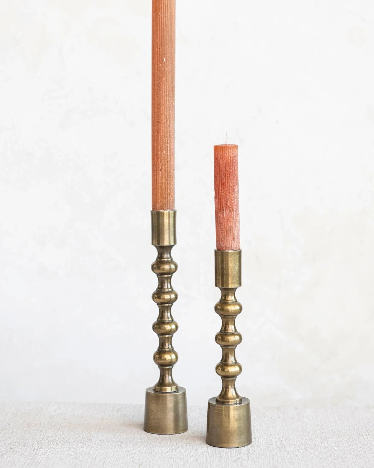 Cast Aluminum Taper Holders, Antique Gold Finish - Joyful Collective
