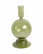 Olive Glass Bubble Taper Candle Holder - Joyful Collective