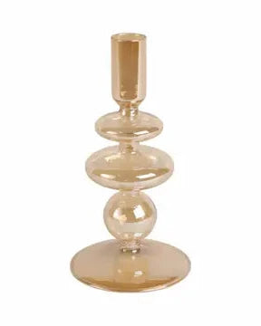 Gold Luster Vintage Glass Taper Candle Holder - Joyful Collective