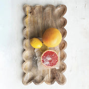 Mango Wood Tray w/ Scalloped Edge - Joyful Collective