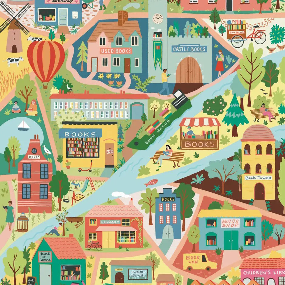 Book Lover's Town 1000 Piece Jigsaw Puzzle - Joyful Collective
