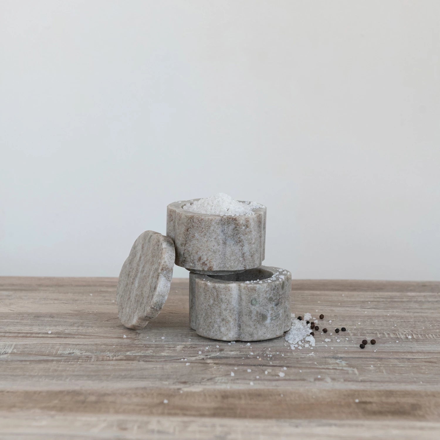 Marble Scalloped Stackable Pinch Pots with Lid - Joyful Collective