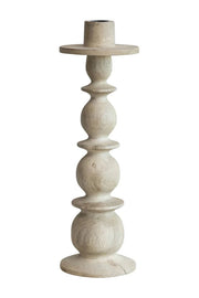 Carved Mango Wood Taper Holder - Joyful Collective